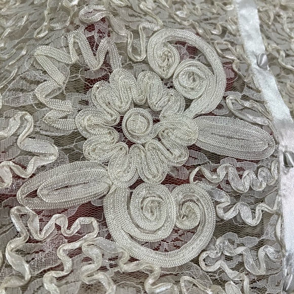 Fantazia Vintage lace Knit long sleeve blouse size S Small Sheer - Front Button - Picture 4 of 14